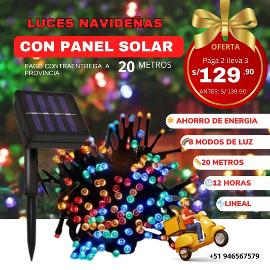 🎄REDUCE TU FACTURA DE LUZ // 🌟 LUCES NAVIDEÑAS SOLARES 🌟 // MULTICOLOR 🌈// 🎁20METROS(200LED)🎅